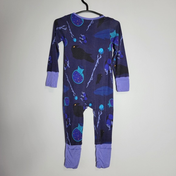 Newblette Attire Bamboo Convertible Zip Romper 0-3 Months Purple Warlock Witch - Picture 3 of 5